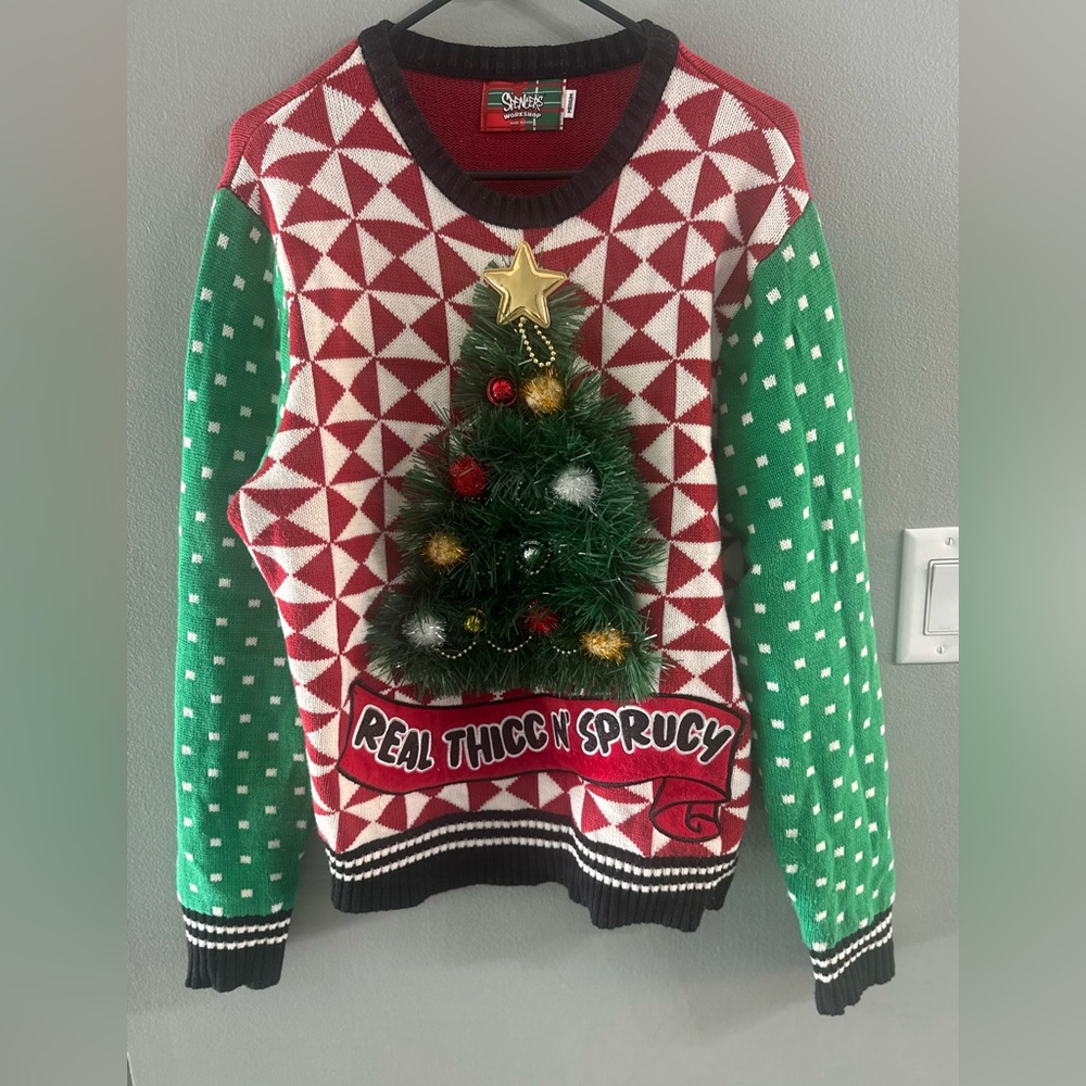 Spencer's Festive Red and Green Holiday Sweater